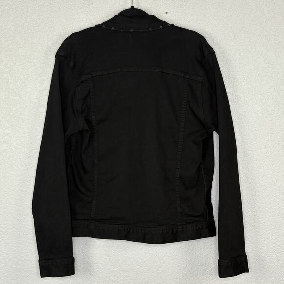 Rockstar Original Denim Jacket Faux Fur Spell Out Black Red Size M - Picture 4 of 8